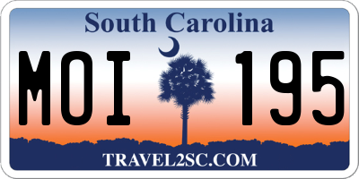 SC license plate MOI195