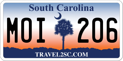 SC license plate MOI206