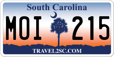 SC license plate MOI215