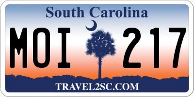 SC license plate MOI217