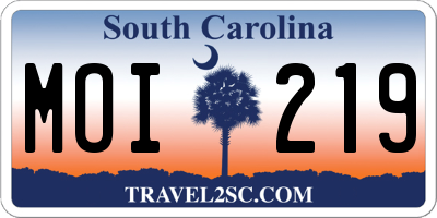 SC license plate MOI219