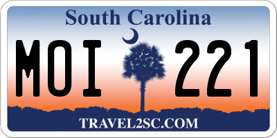 SC license plate MOI221