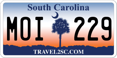 SC license plate MOI229