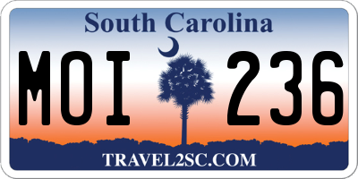 SC license plate MOI236