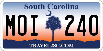 SC license plate MOI240