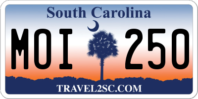 SC license plate MOI250