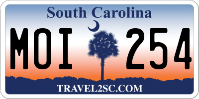 SC license plate MOI254