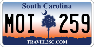 SC license plate MOI259