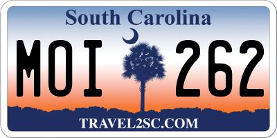 SC license plate MOI262