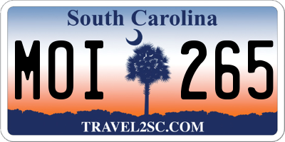 SC license plate MOI265