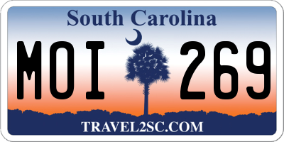 SC license plate MOI269