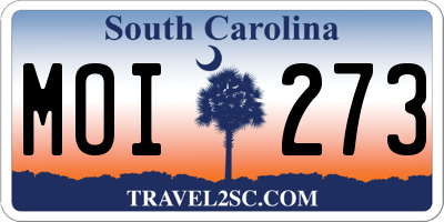 SC license plate MOI273
