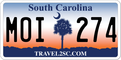 SC license plate MOI274