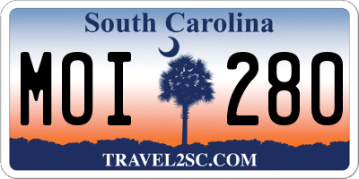 SC license plate MOI280