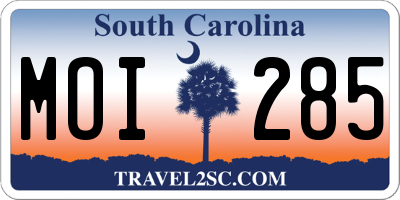 SC license plate MOI285