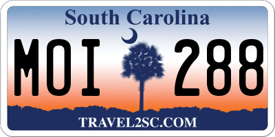 SC license plate MOI288