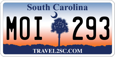 SC license plate MOI293