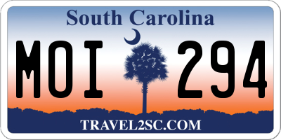 SC license plate MOI294
