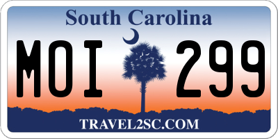 SC license plate MOI299