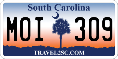 SC license plate MOI309