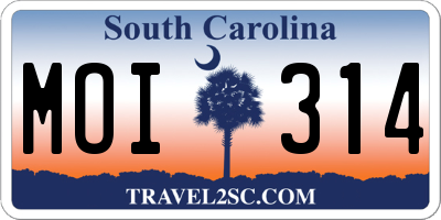 SC license plate MOI314