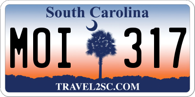 SC license plate MOI317