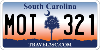 SC license plate MOI321