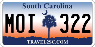 SC license plate MOI322