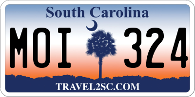 SC license plate MOI324
