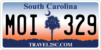 SC license plate MOI329