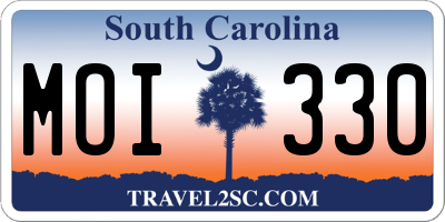 SC license plate MOI330
