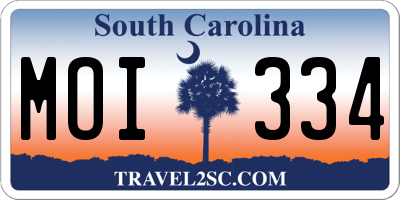 SC license plate MOI334