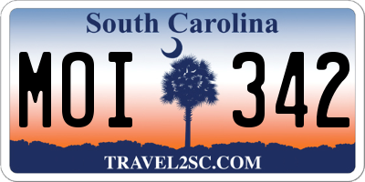 SC license plate MOI342