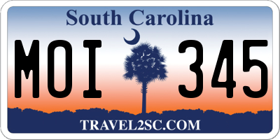 SC license plate MOI345