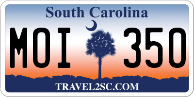 SC license plate MOI350