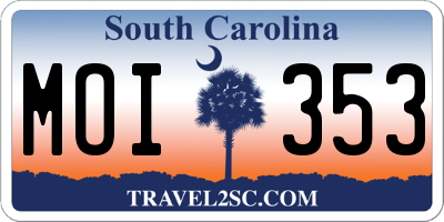 SC license plate MOI353