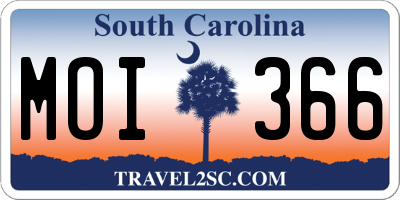 SC license plate MOI366