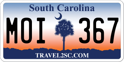 SC license plate MOI367