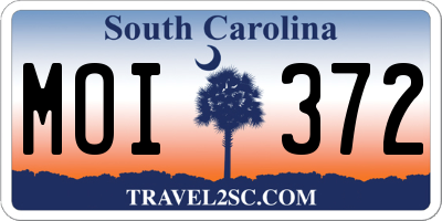SC license plate MOI372