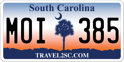 SC license plate MOI385