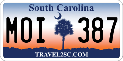 SC license plate MOI387