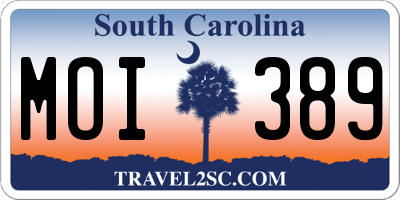 SC license plate MOI389