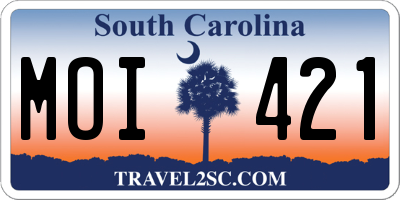 SC license plate MOI421