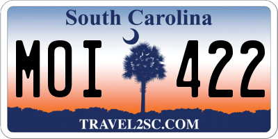 SC license plate MOI422