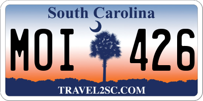 SC license plate MOI426