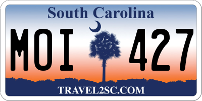 SC license plate MOI427
