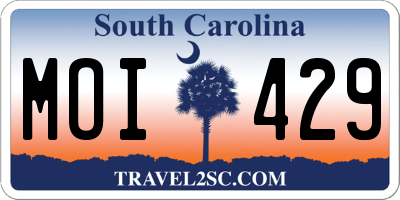 SC license plate MOI429