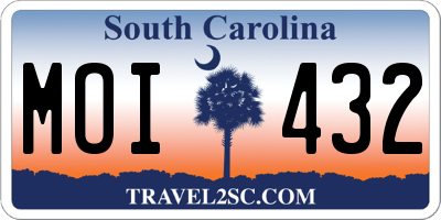 SC license plate MOI432