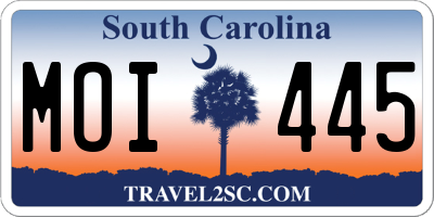 SC license plate MOI445