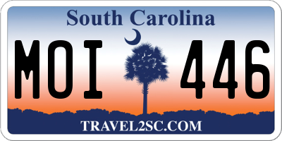 SC license plate MOI446